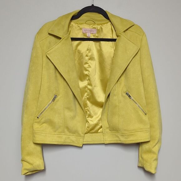 Philosophy Yellow Faux Leather Moto Jacket - Picture 1 of 8